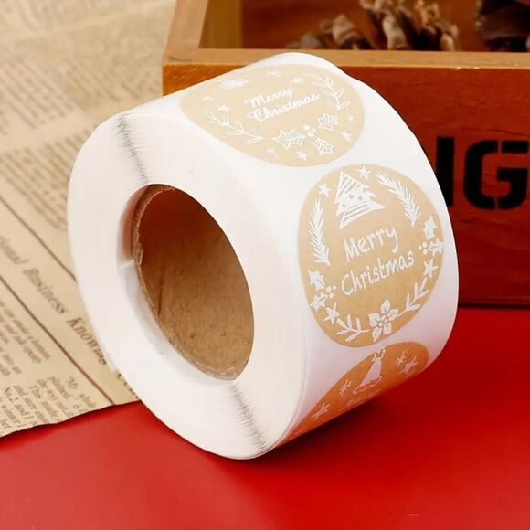 500pcs/roll Christmas Gift Wrapping Self-adhesive Sticker Labels - Picture 1 of 4